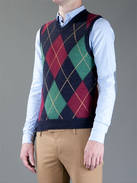 dsquared argyle sweater vest  red  men lyst