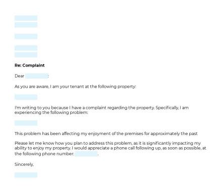 complaint letter  landlord word  template legalscrolls