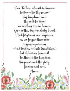 lords prayer printable   versions leap  faith crafting