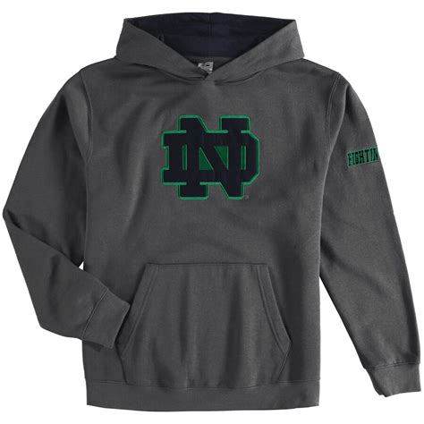 stadium athletic notre dame fighting irish youth charcoal big logo pullover hoodie