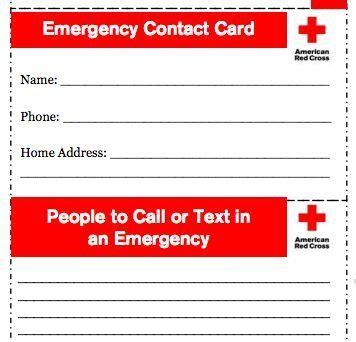 printable emergency card template   prepare  emergencies