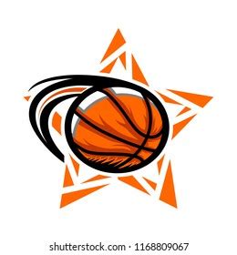 basketball swoosh star logo stock vector royalty