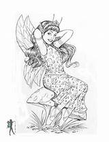 Coloring Pages Fairy Fantasy Enchanted Adults Amy Mermaid Brown Printable Nene Fairies Designs Adult Print Various Woodland Realistic Thomas Books sketch template