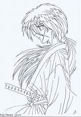 Coloring Kenshin Pages Rurouni Color Popular Deviantart Coloringhome sketch template