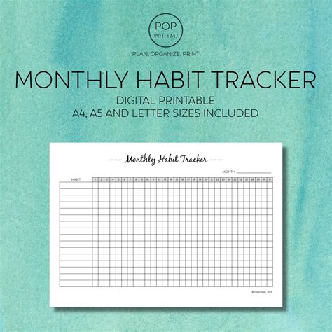 habit tracker monthly habit tracker daily habit tracker etsy habit