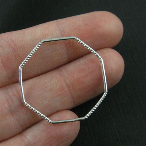 sterling silver charm connector silver octagon twisted  smooth rings closed ring