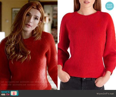 Wornontv Paige’s Red Ribbed Sweater On Famous In Love Bella Thorne