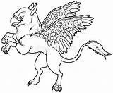 Griffin Flying Coloring Vector Logo Preview Vectors Gryphon Mythical Creature sketch template