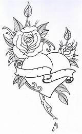 Outline Coloring Pages Rose Heart Book Drawing Tattoo Tattoos Adult Roseheart Deviantart Printable Vikingtattoo sketch template