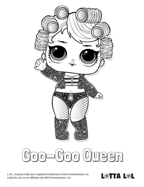 goo goo queen coloring page lotta lol lol dolls kids printable