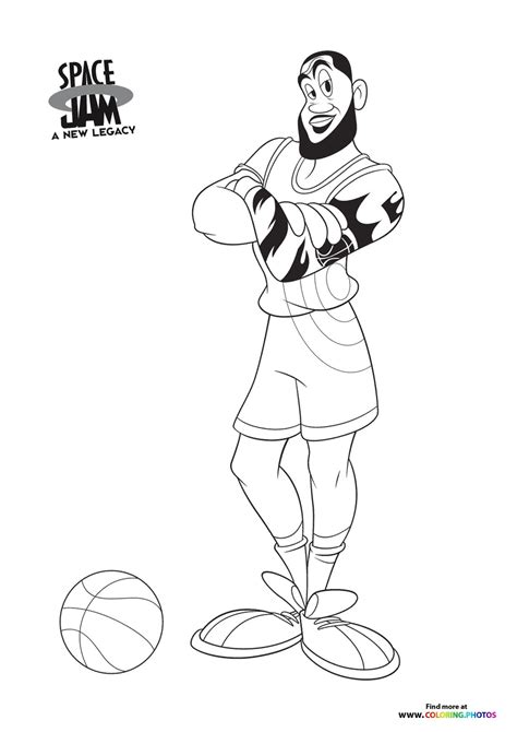 lebron james posing space jam   legacy coloring pages  kids