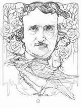 Poe Edgar Coloring Allan Pages Line Allen Adult Pen Begins Scanned Piece Artwork Choose Board sketch template