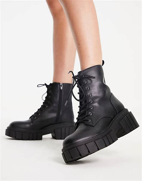 steve madden philly lace up boot in black asos