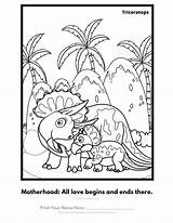 Triceratops Mother Baby Color Coloring sketch template
