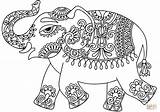 Elephant Coloring Indian Pages Pattern India Printable Zentangle Stencil Drawing Ethnic Crafts sketch template