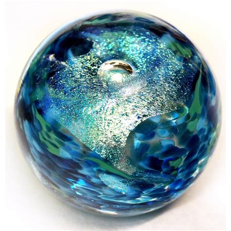 Green Blown Glass Art Paperweight Hand Crafted With Dichroic Glass Art
