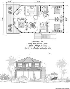 stilt house plans    square feet piling collection pge   sq ft