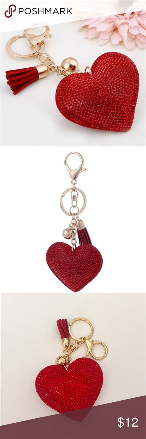 red heart rhinestone keychain rhinestone keychain