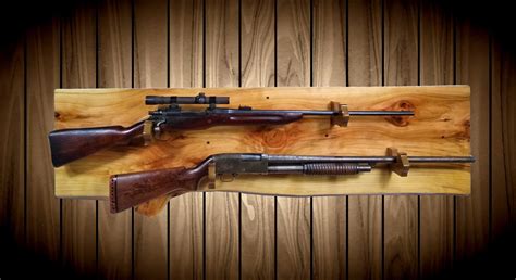 rustic gold gun rack  edge knotty cypress  guns display wall mount rifle shotgun