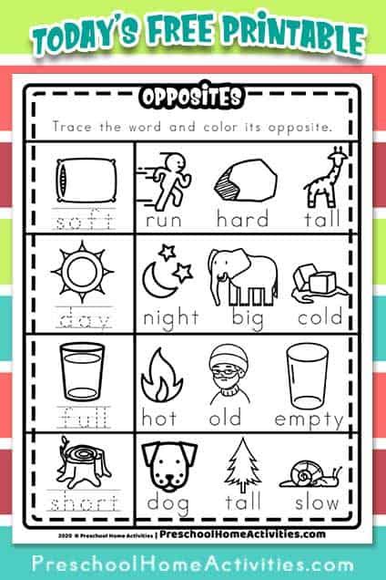 opposites  kids opposites preschool opposites worksheet preschool