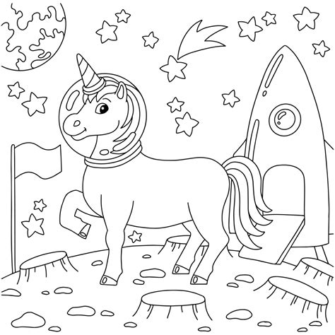 astronaut unicorn coloring