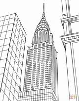 Coloring Building Chrysler Pages Empire State York Printable Drawing Puzzle sketch template