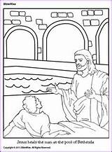 Bethesda Pool Coloring Kids Man Pages Heals Jesus Healing Bible Journals Activities Disney Print School sketch template