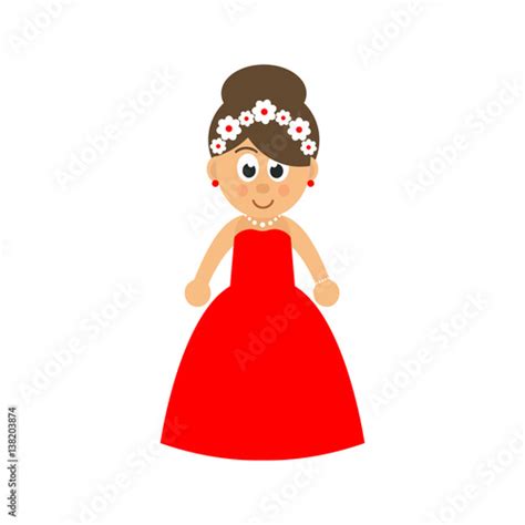 cartoon cute girl in red dress vector stock vector adobe stock