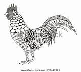 Rooster Zentangle Illustration Vector Stylized Freehand Drawn Pencil Cock Pattern Hand Shutterstock Search sketch template