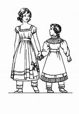 Children 1820 Costume Fashion Colouring Regency Girls Era 1825 1820s Clothes 1830 History Historical Fashions sketch template