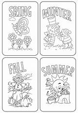 Seasons Coloring Four Pages Preschool Printables Worksheets Kindergarten Tree Printablee Via sketch template