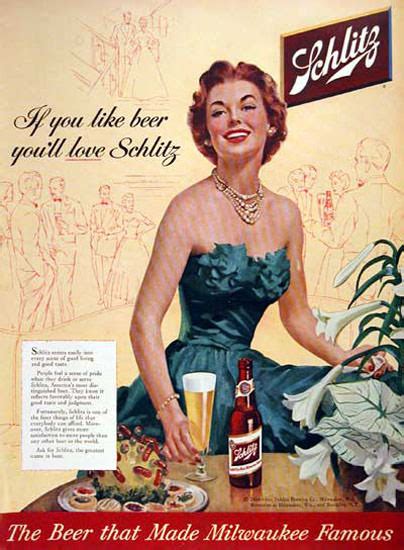 Schlitz Beer 1954 If You Like Beer Lady In Blue Mad Men Art Vintage