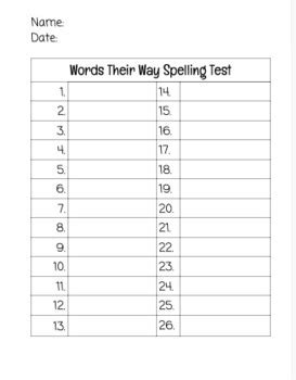 words   spelling inventory sheet  breeanna gibson tpt