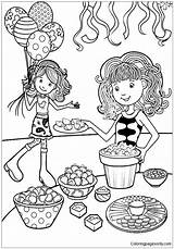 Party Birthday Girls Groovy Coloring Pages Color Preparation sketch template