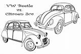 Beetle Vw Coloring Citroen 2cv Car Pages Versus sketch template