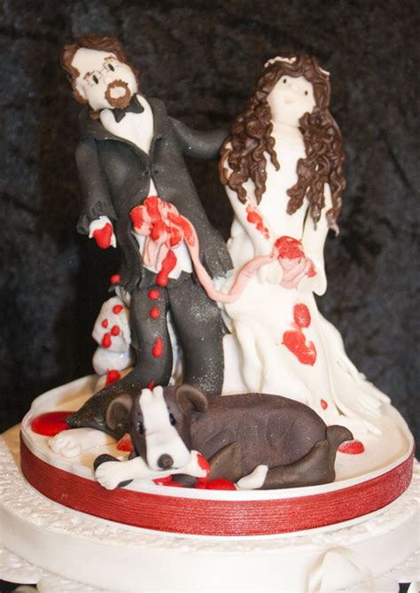 topper   zombie wedding cake note  dog eating grooms leg zombie wedding cakes