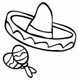 Sombrero Mexican Sombreros Colorear Maracas Mexicano Mexica Clipartmag Plantilla sketch template