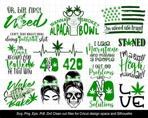 weed funny sayings clip arts svg bundle  stoners svg etsy