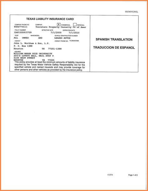 fake auto insurance card template