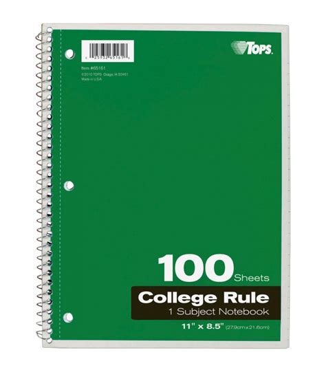 tops college rule spiral notebook     sheets multi