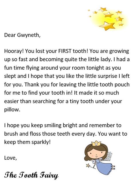 tooth fairy letter  printable tip junkie