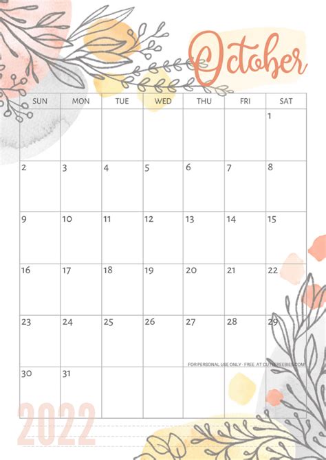 october  printable calendar  printable calendar  october