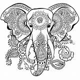 Coloring Elephant Mandala Pages Printable Adult Book Designs Heart sketch template