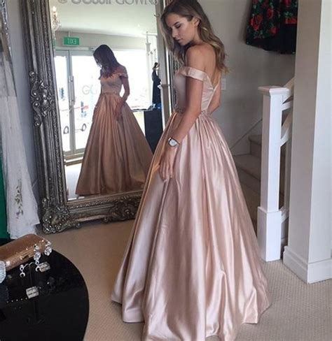 gold satin v neck long prom dresses ball gowns off the