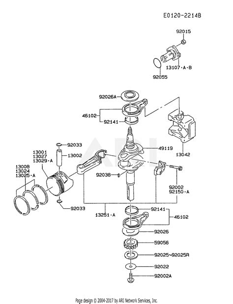 kawasaki fcv ds  stroke engine fcv parts diagram  pistoncrankshaft