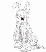 Anime Bunny Drawing Lineart Getdrawings sketch template