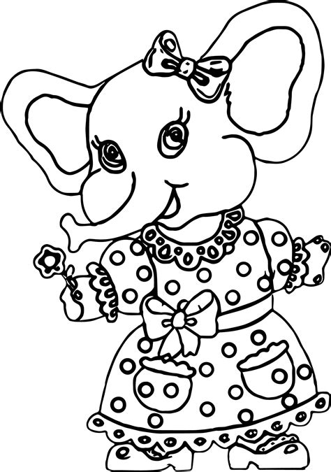 elephant girl dress coloring page wecoloringpagecom