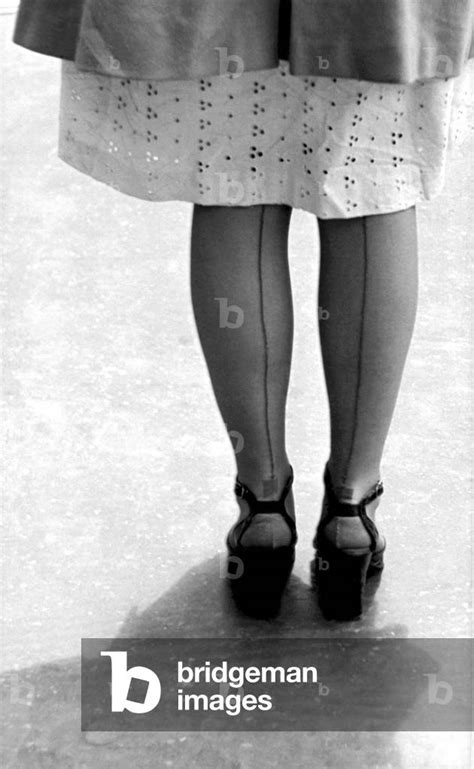 image of woman wearing nylon stockings b w photo