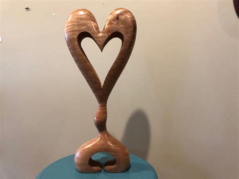 heart wooden heart standing art wood carving love sculpture