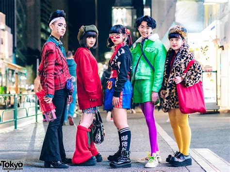japanese teen squad in bold harajuku streetwear styles tokyo fashion